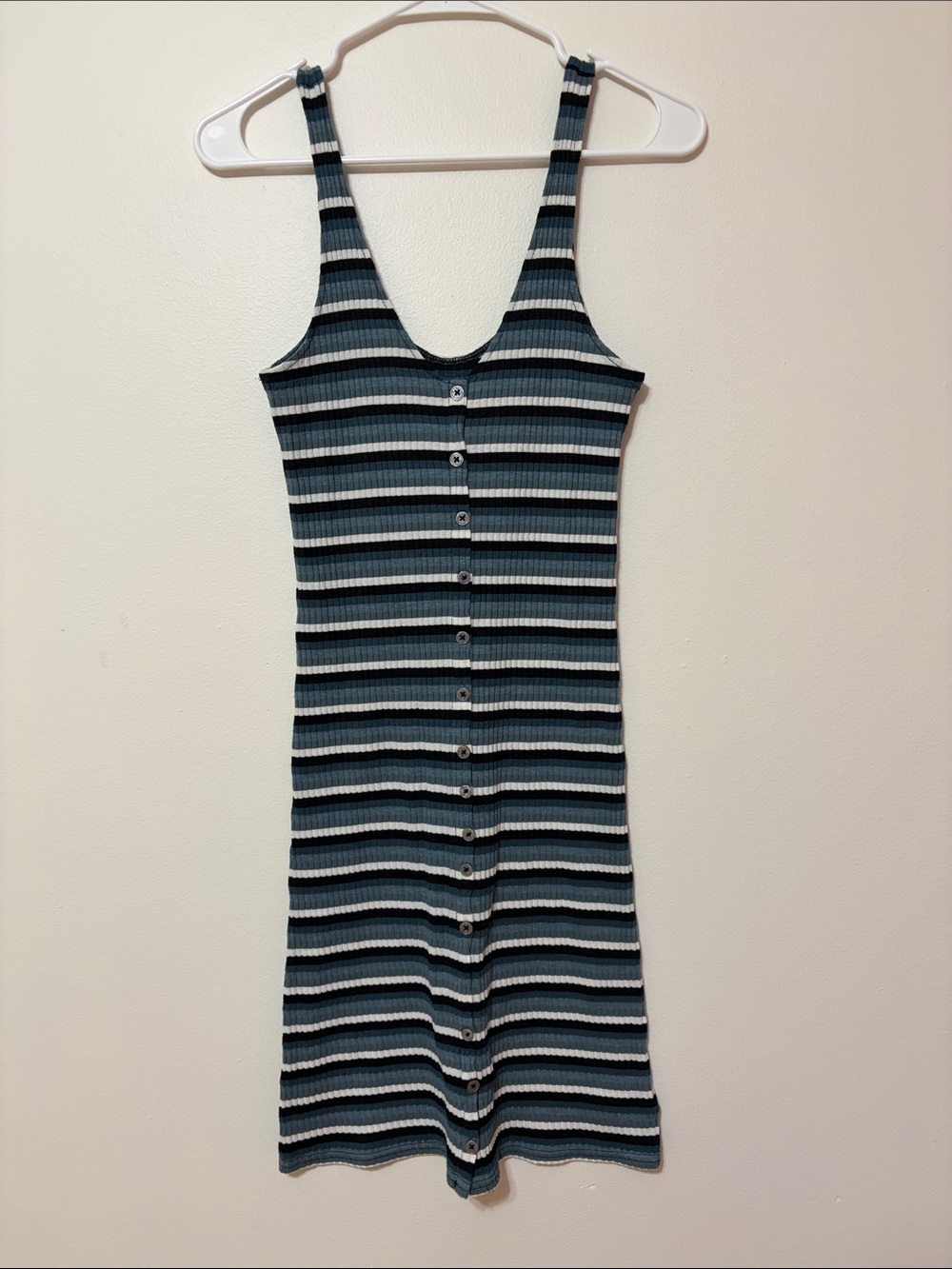 AMERICAN 🇺🇸 EAGLE 🦅 Ribbed Striped Green Black and White Bodycon Summer Dress 👗